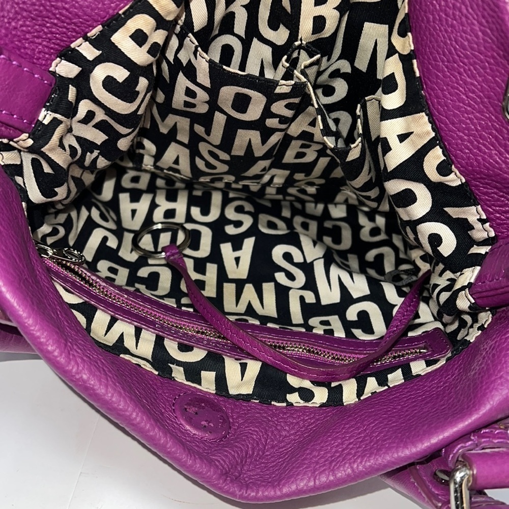 Marc by Marc Jacobs Purple Leather Long Tote Bag Double Handle Shoulder Strap - Picture 12 of 16